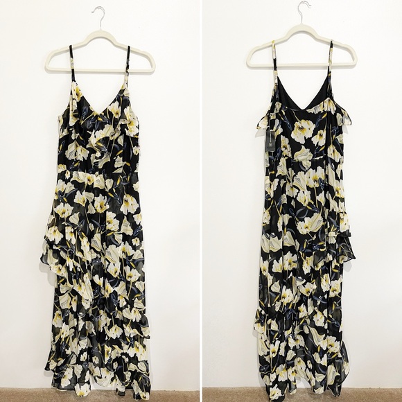 NWT INC Floral Print High-Low Maxi Dress Asymmetrical Ruffles Sundress Size 12 - Picture 2 of 11
